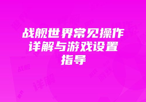 战舰世界常见操作详解与游戏设置指导