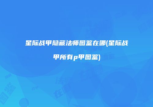 星际战甲隐藏法师图鉴在哪(星际战甲所有p甲图鉴)