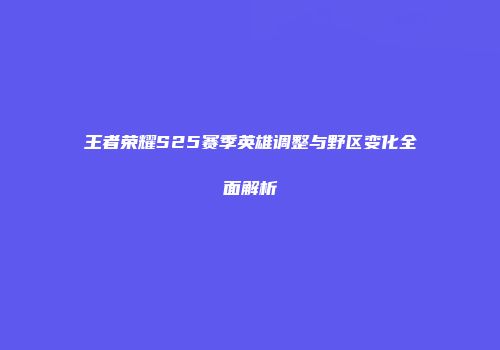 王者荣耀S25赛季英雄调整与野区变化全面解析