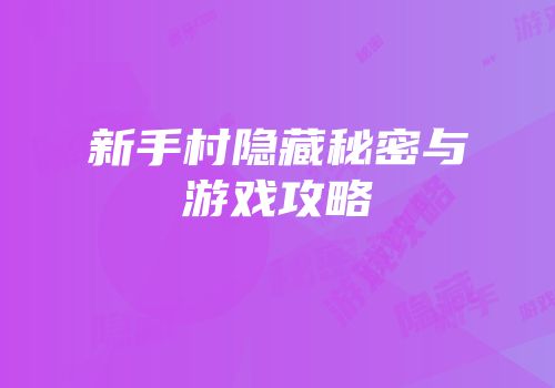 新手村隐藏秘密与游戏攻略