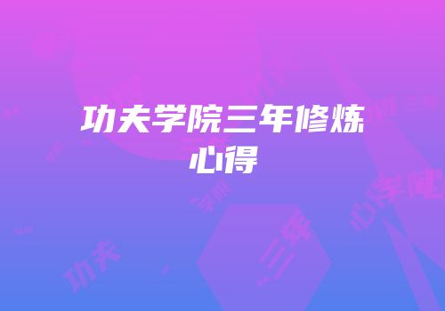 功夫学院三年修炼心得