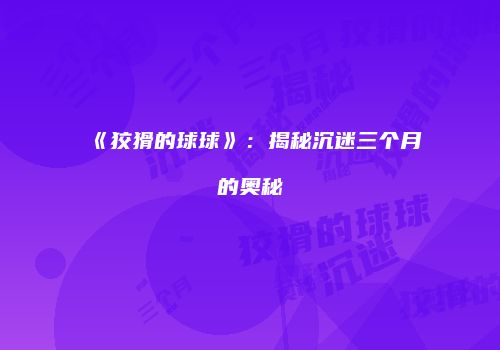 《狡猾的球球》：揭秘沉迷三个月的奥秘