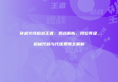 穿越火线枪战王者：观战解析、段位等级、枪械代码与代练费用全解析