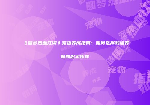《圆梦热血江湖》宠物养成指南：如何选择和培养你的忠实伙伴