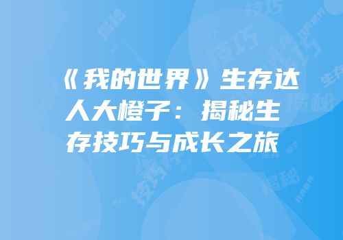 《我的世界》生存达人大橙子：揭秘生存技巧与成长之旅