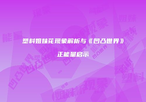 塑料姐妹花现象解析与《凹凸世界》正能量启示