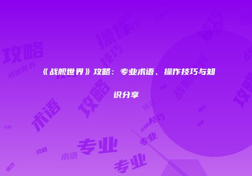 《战舰世界》攻略：专业术语、操作技巧与知识分享