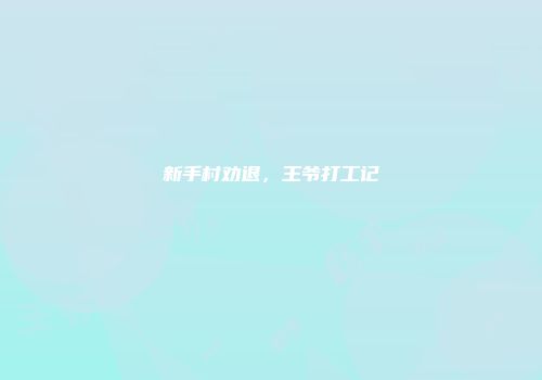 新手村劝退，王爷打工记