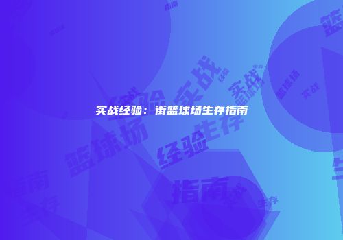 实战经验：街篮球场生存指南