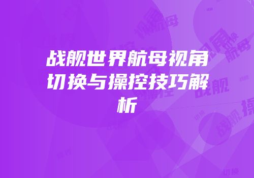 战舰世界航母视角切换与操控技巧解析
