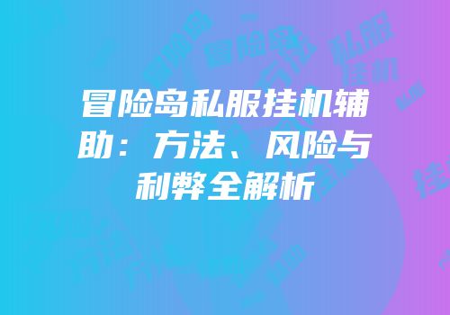 冒险岛私服挂机辅助：方法、风险与利弊全解析