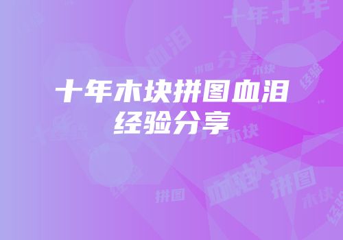 十年木块拼图血泪经验分享