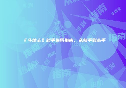 《斗地主》新手进阶指南：从新手到高手