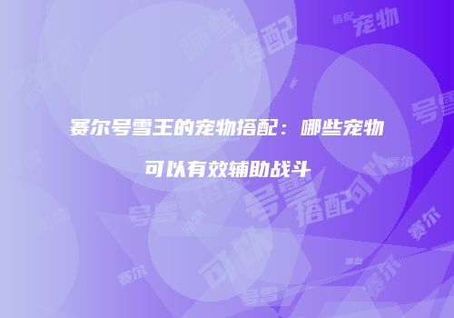 赛尔号雪王的宠物搭配:哪些宠物可以有效辅助战斗