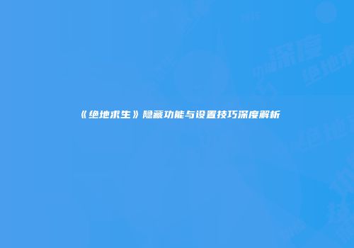 《绝地求生》隐藏功能与设置技巧深度解析