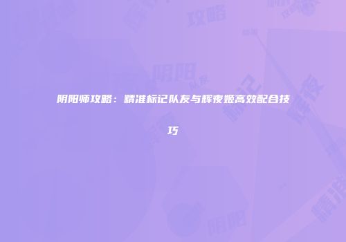 阴阳师攻略：精准标记队友与辉夜姬高效配合技巧