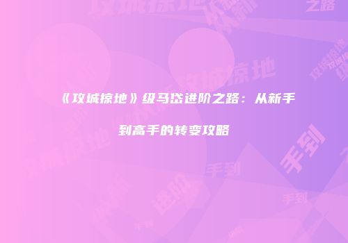 《攻城掠地》级马岱进阶之路：从新手到高手的转变攻略