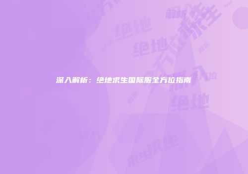 深入解析：绝地求生国际服全方位指南