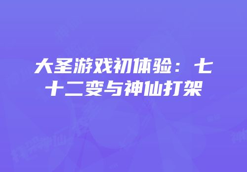 大圣游戏初体验：七十二变与神仙打架