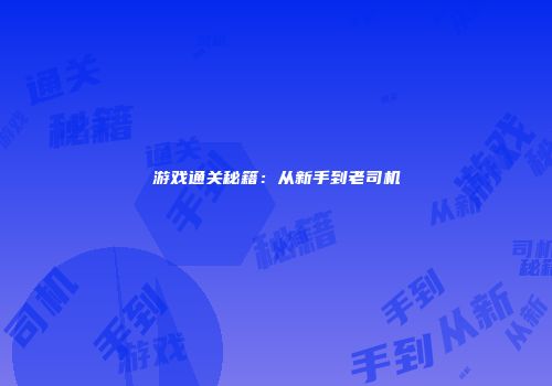 游戏通关秘籍：从新手到老司机