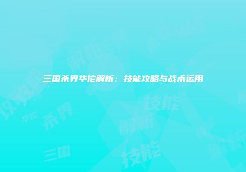 三国杀界华佗解析：技能攻略与战术运用