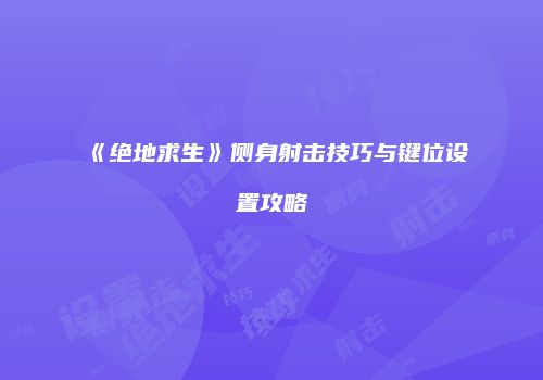 《绝地求生》侧身射击技巧与键位设置攻略