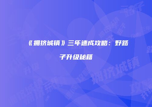 《拥挤城镇》三年速成攻略：野路子升级秘籍