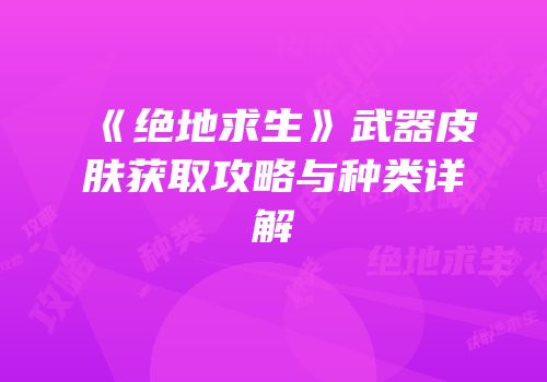 《绝地求生》武器皮肤获取攻略与种类详解