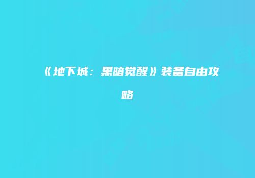 《地下城：黑暗觉醒》装备自由攻略