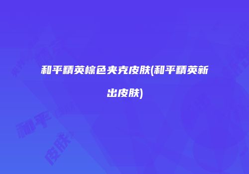 和平精英棕色夹克皮肤(和平精英新出皮肤)