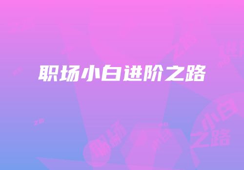 职场小白进阶之路