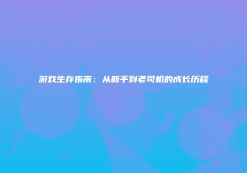 游戏生存指南：从新手到老司机的成长历程
