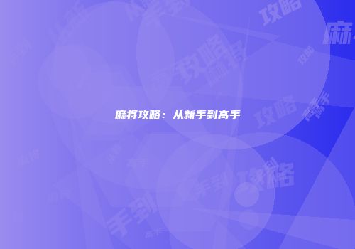 麻将攻略：从新手到高手