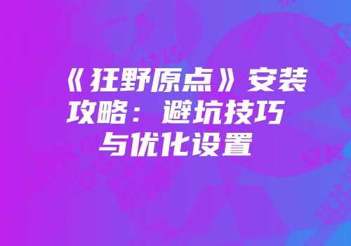 《狂野原点》安装攻略：避坑技巧与优化设置