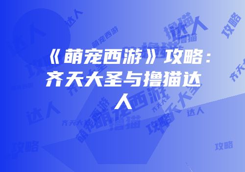 《萌宠西游》攻略：齐天大圣与撸猫达人