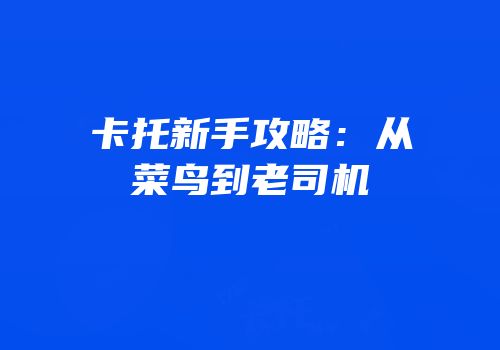 卡托新手攻略：从菜鸟到老司机