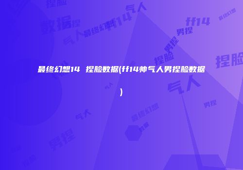 最终幻想14 捏脸数据(ff14帅气人男捏脸数据)