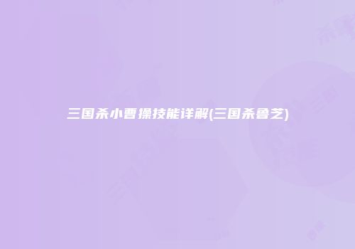 三国杀小曹操技能详解(三国杀鲁芝)