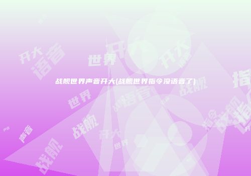 战舰世界声音开大(战舰世界指令没语音了)