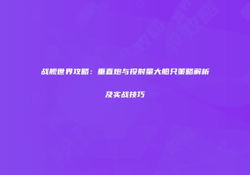 战舰世界攻略：垂直炮与投射量大船只策略解析及实战技巧