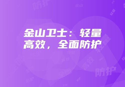金山卫士：轻量高效，全面防护