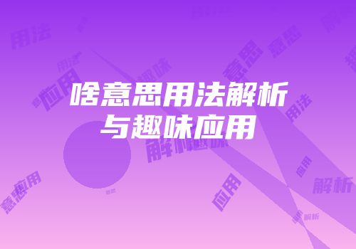 啥意思用法解析与趣味应用