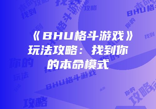 《BHU格斗游戏》玩法攻略：找到你的本命模式