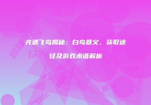 光遇飞鸟揭秘：白鸟意义、获取途径及游戏术语解析