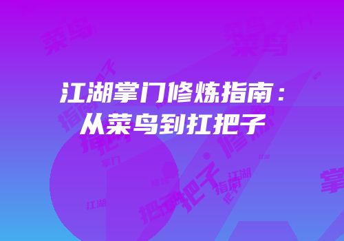江湖掌门修炼指南：从菜鸟到扛把子