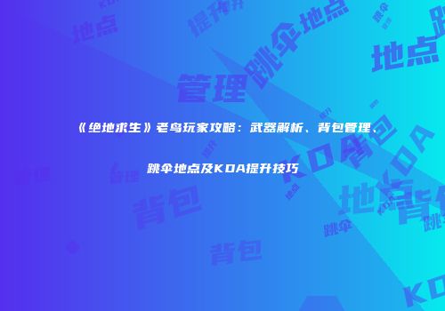 《绝地求生》老鸟玩家攻略：武器解析、背包管理、跳伞地点及KDA提升技巧