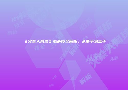 《火柴人网球》必杀技全解析：从新手到高手