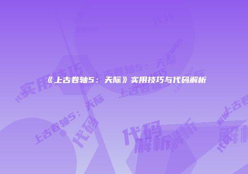 《上古卷轴5：天际》实用技巧与代码解析