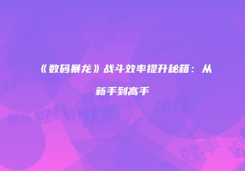 《数码暴龙》战斗效率提升秘籍：从新手到高手