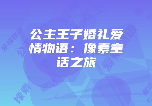 公主王子婚礼爱情物语：像素童话之旅